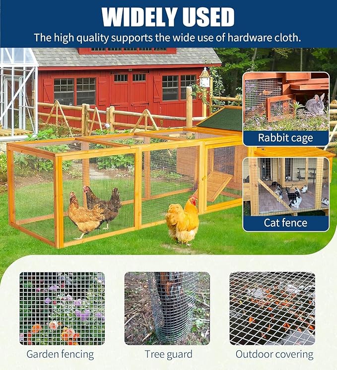 Hardware Cloth 1/2 Inch, 19 Gauge Hot Dip Galvanized Mesh Rolls Welded Chicken Wire Fencing for Chicken Coop Barrier, Poultry Netting Cage Wire Fence (Silver(16in*100ft))