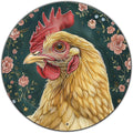 Round Sign Chicken And Flower Tin Sign Retro Aluminum Metal Sign for Kitchen Garden Bar Office Home Indoor Wall Decor 12 Inch