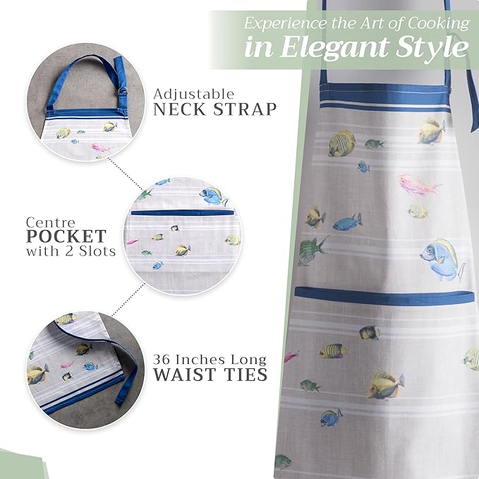 Maison d' Hermine 100% Cotton Apron for women with Pocket Kitchen Chef Apron for Men Cooking Easter Decorations