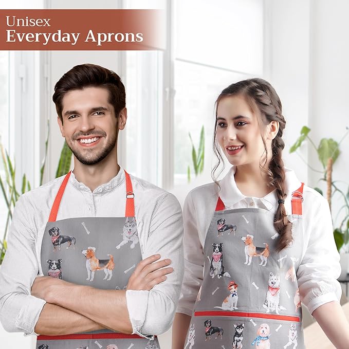 Maison d' Hermine 100% Cotton Apron for women with Pocket Kitchen Chef Apron for Men Cooking Easter Decorations