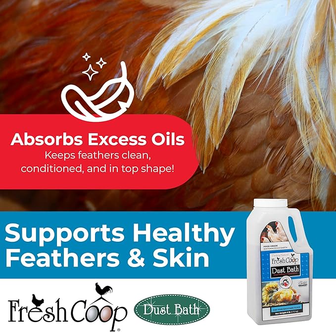 Progressive Planet Fresh Coop Dust Bath, 6lb Jug - Food-Grade Diatomaceous Earth & Calcium Montmorillonite Clay - Supports Healthy Feathers, Reduces Boredom & Encourages Natural Dust Bathing