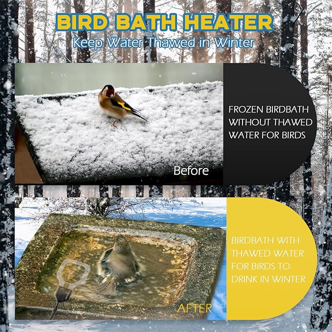 Varesee 500W Chicken Water Deicer, 50Gal for Plastic Waterer, Liverstock Water Heater, Cast Aluminum Submersible De-icer, Bird Bath Deicer with Built-in Thermostat Control