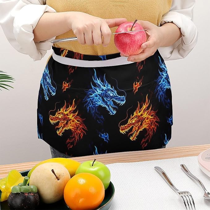 Short 3 Pockets Waist Waiter Waitress Half Apron Waterproof Chef Aprons