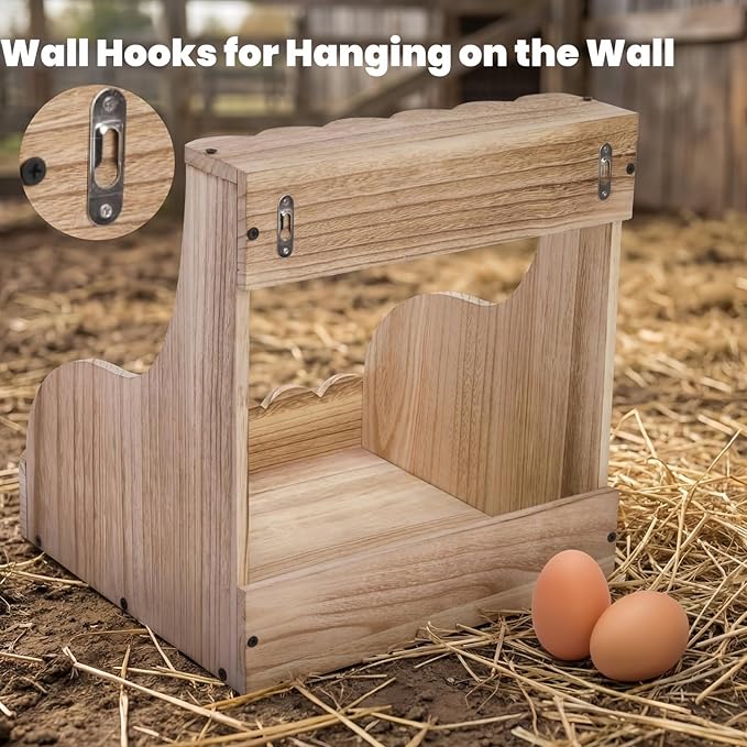 Single Compartment Hens Nesting Box, 14.5 x 13.75 x 13 Inch Wood Chicken Laying Eggs Boxes, Large Heavy Duty Chicken Coop Nest Box Accessories for Duck Birds Poultry, Easy Assembly