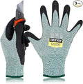 DEX FIT Level 5 Cut Resistant Gloves Cru553; Firm Non-Slip Grip; Thin & Lightweight; Durable & Foam Coated; Touchscreen Compatible; 3D-Comfort Fit; Cut Proof Work Gloves; Green M (8) 3 Pairs