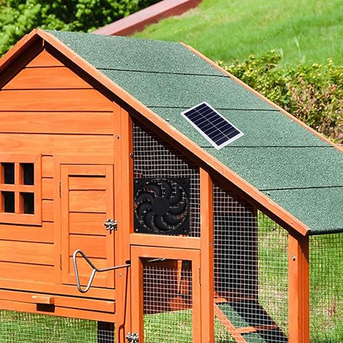 GOTOTOP Solar Exhaust Fan, Heat Dissipation Ventilation Fan Solar Panel for Chicken Coop Greenhouse Shed Pet House Window Exhaust