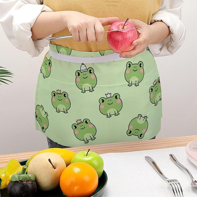 Server Apron with 3 Pockets Waist Waiter Waitress Half Apron Short Aprons
