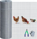 Chicken Wire Fencing Hardware Cloth 1/2 inch 19 Gauge Rust-Resistant Mesh Roll with Snips/Gloves for Chicken Coop/Vegetable/Garden/Plants/Poultry Enclosures/Tree/Gutter Guards 48 inch x 50 ft