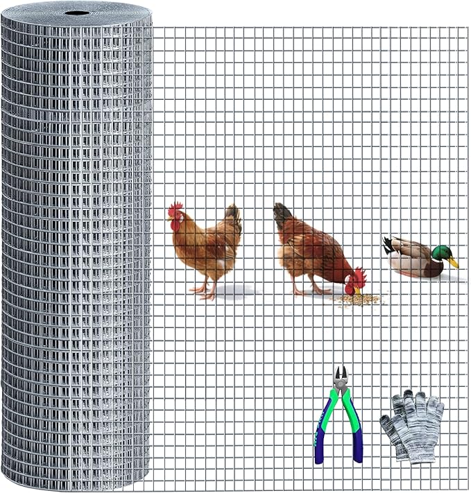 Hardware Cloth 1/2in 48in x100ft Hot Dip Galvanized Rust Resistant Welded Wire Mesh,Chicken Wire Fence Garden Plants Fencing,Chicken Coop Rabbit Poultry Critters Metal Cage Roll