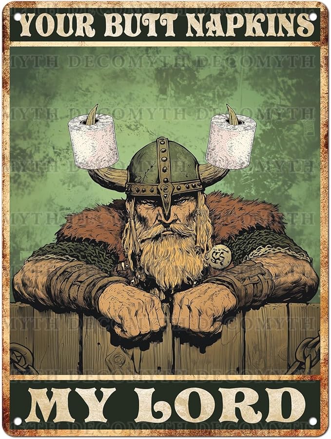 Vintage Tin Sign Your Butt Napkins My Lord Retro Wall Decor Decorations for Home Funny Poster Indoor Store Cafe Toilet Bathroom Restroom Bar Pubs Farmhouse Farm Shop Man cave 12 * 16inch