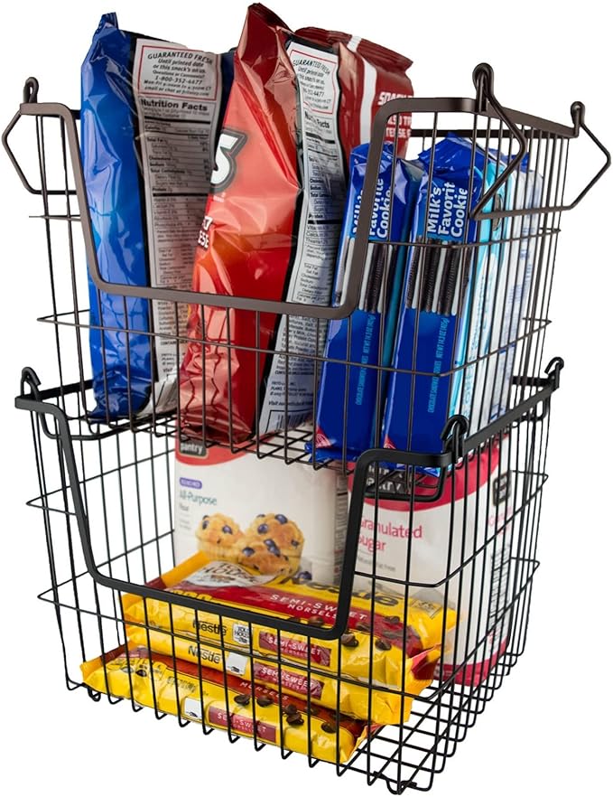 DII Metal Wire Mesh Stackable Utility Storage Bin, Medium Rectangle, 13x11x9, Cool Gray