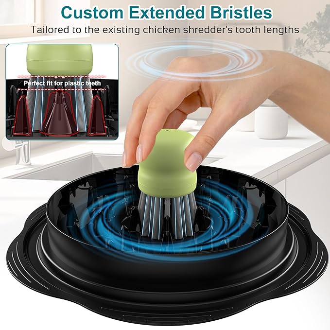 Mini Dish Brush for Cleaning Chicken Shredder, Palm Brush Dish Scrubber with Ergonomic Grip, Kitchen Brush for Washing Dishes, Pans, Pots, Sink (1, Matcha)