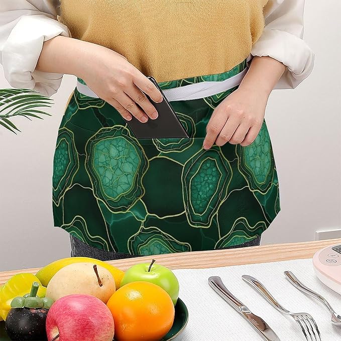 Half Apron with 3 Pockets Chef Cooking Kitchen Restaurant Aprons for Women Men