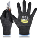 DEX FIT Level 5 Cut Resistant Gloves Cru553, 3D-Comfort Stretchy Fit, Power Grip, Professional Grade, Thin, Touch-Screen Compatible, Durable, Machine Washable; Black Gray L (9) 1 Pair