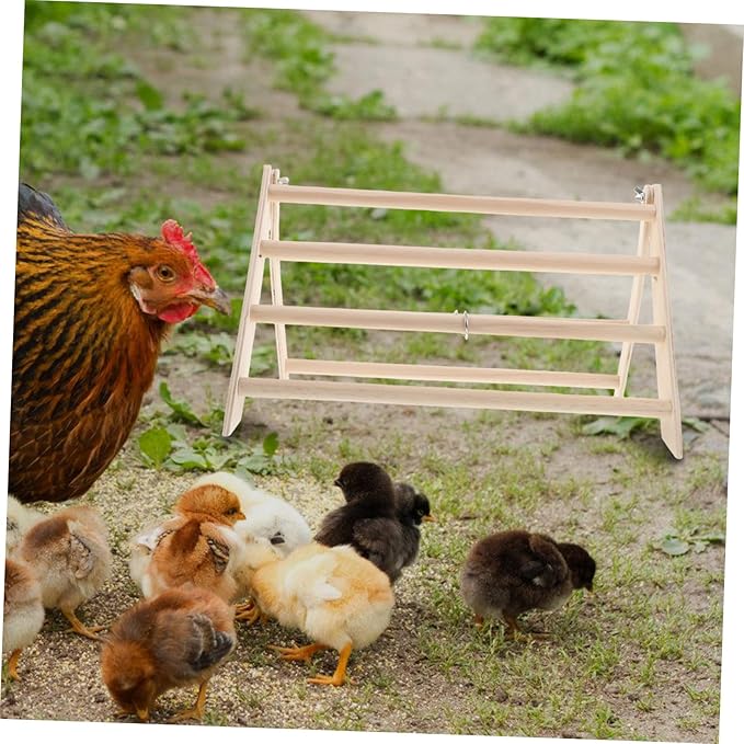 Kisangel Chicken Perch for Coop Wooden Chick Stand Roosting Bar Enrichment Toys Detachable for Easy Cleaning