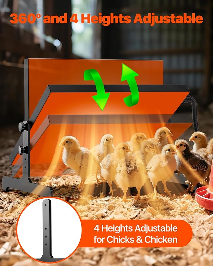 Chicken Coop Heater, Chicken Heaters Inside Coop for Winter, Radiant Heat Panel Built-in Adaptive Temperature Sensor with Timer and Temp Controllers, 15.75''x11.8''
