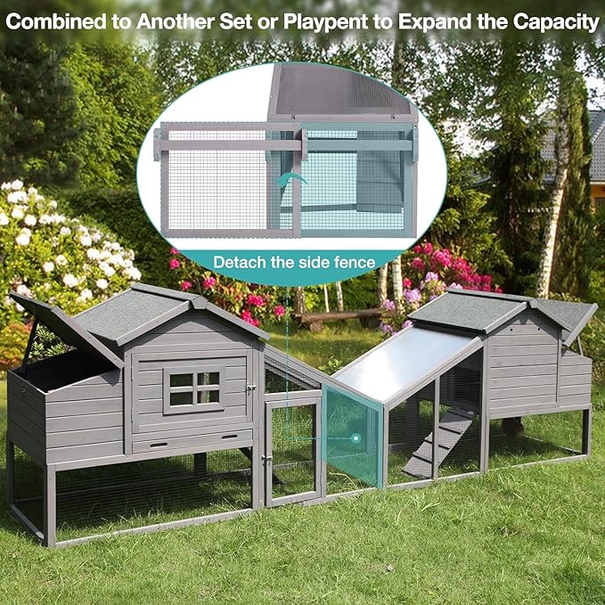 Chicken Coop for 4 Chickens, Mobile Chicken House with with Wheels, Outdoor Hen House Poultry Cage with Nesting Box, Leakproof Pull Out Tray and UV-Resistant Roof (67.3" L x 29" W x 39.4" H)