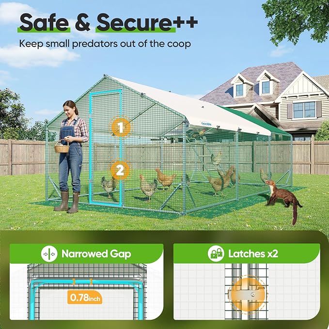 Quictent Advanced Series 18x9 ft Metal Chicken Coop Run with Climbing Ladder, Large Walk-in Outdoor Poultry Cage Heavy Duty Predator Proof Hen Duck Rabbit Farm Pen House, Waterproof Anti-UV Cover