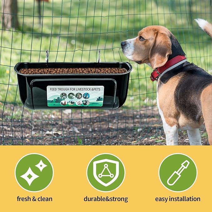 2 Pack Poultry Feeder Hanging Equipment，Poultry Feed Trough Bucket Feeding for Goat Duck Sheep Pig Horse Chicken，Waterer Bucket Feeding Container for Livestock Goat，Deer，Duck