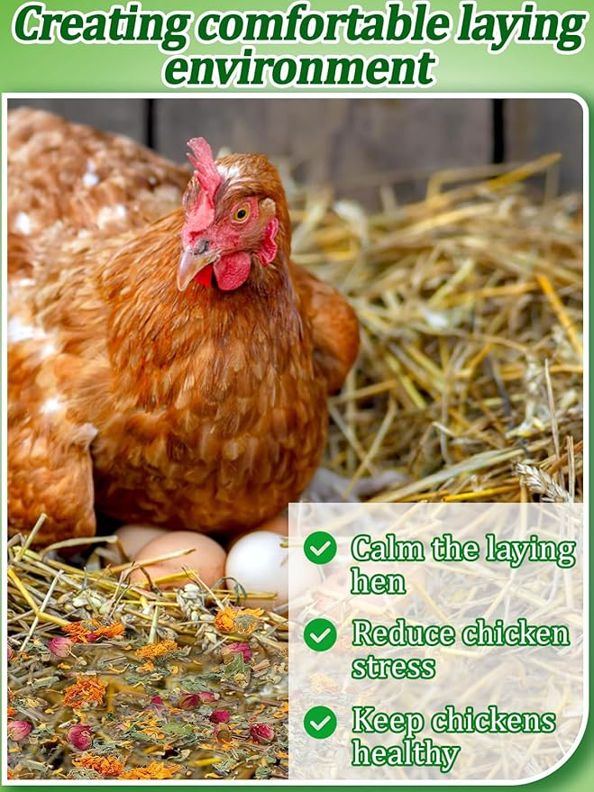 Chicken Nesting Herbs for Outdoor Indoor Chicken Coop - 14OZ Natural Egg-Laying Box Feed Herbs for Freshening Bedding Promote Egg Production