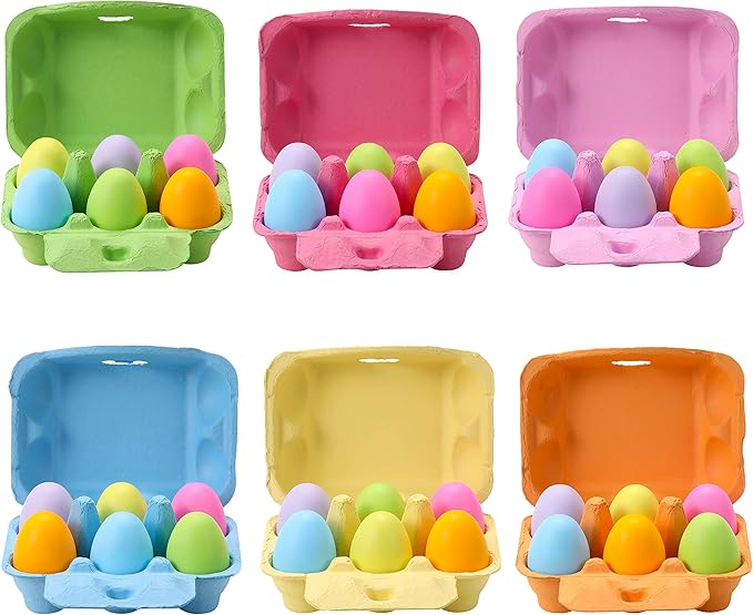 120 Pcs Egg Cartons Half Dozen, Colorful Paper Pulp Cute Egg Basket Storage Container Holder, Easter Valentine Lover Gift Chicken Eggs Crate with Labels, Hold Up to 6 Huevos with Label Sticks