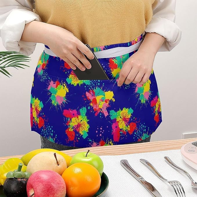 Half Apron with 3 Pockets Chef Cooking Kitchen Restaurant Aprons for Women Men