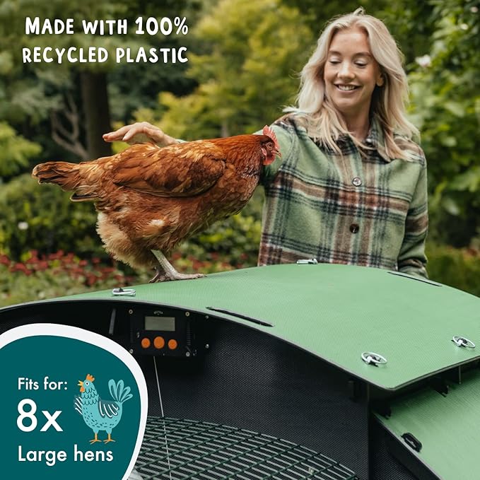 Plastic Chicken Coop 25yr Lifespan - Large Penthouse Chicken Coop for 8 Chickens Or 15 Bantams | 2 Rounded Perches for Chickens & Hens to Roost | Penthouse for Poultry with 2 Nesting Boxes & Ladder