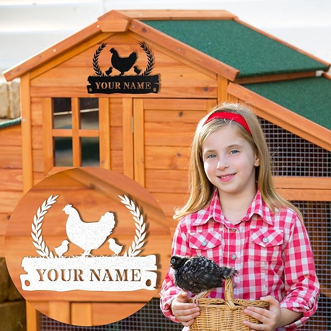 Custom Chicken Coop Signs, Personalized Funny Chicken Coop Signs, Custom Metal Farm Sign for Outdoor, Chick Hen House Sign Funny Farmhouse Outside Wall Decor Gift