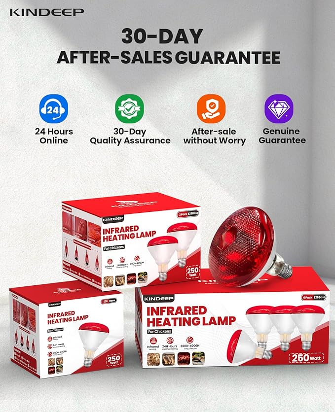 Infrared Heat Lamp for Chickens: 250W Red Heat Lamp Bulb - Heat Light Bulbs for Brooder Coop Chicks Pets Reptile Food Service Bathroom Light Therapy - Chicken Infrared Incandescent Light Bulbs -1 Pack
