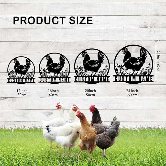 Custom Chicken Coop Metal Sign, Personalized Farmhouse Wall Decor, Vintage Fluffy Butt Hut Decor, Custom Name Sign for Farm, Gifts for Chicken Lovers
