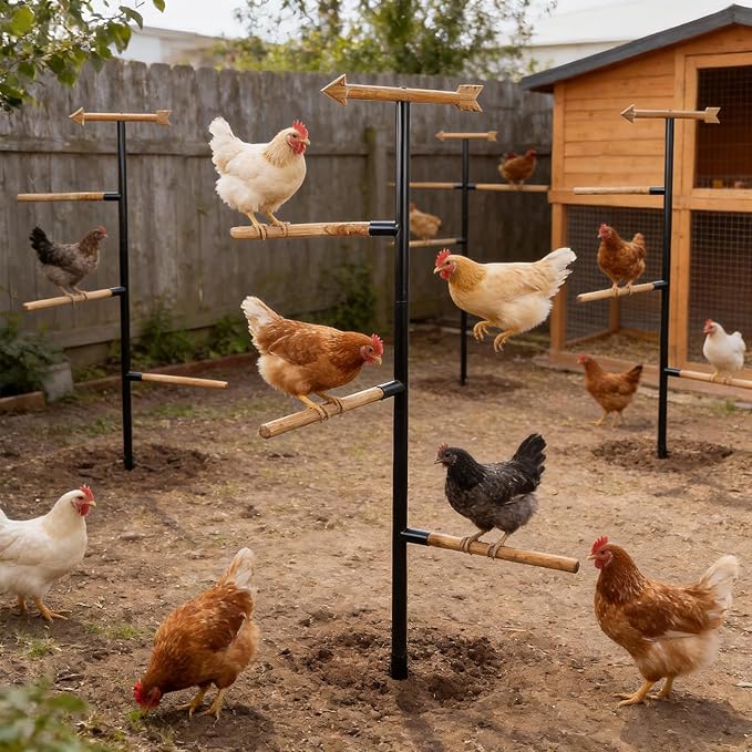 58 Inch Chicken Perch - Sturdy and Stable Roosting Bars for Chickens, Multi-Functional Walk-in Run Toys, Safe, Durable Ideal for Poultry and Parrots