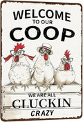 Metal Signs Welcome To Our Coop Sign Vintage Aluminum Tin Sign Chicken Coop Signs for Farmhouse Yard Garden Fence Outside Chicken Coop Wall Decor 12x8 Inch