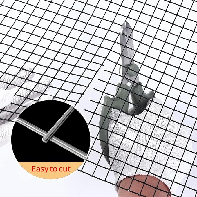 JKGHK Black Chicken Wire Netting, Poultry Hardware Cloth, Home Welded Wire Fence Roll, Metal Chicken Wire Fencing, Heavy Duty Poultry Netting Cage Fence(1.2mx30m(47inx98ft))