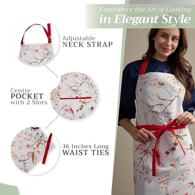 Maison d' Hermine 100% Cotton Apron for women with Pocket Kitchen Chef Apron for Men Cooking Easter Decorations