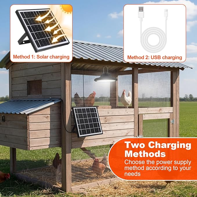 Solar Chicken Coop Light with Timer, 2 Pcs Adjustable Heavy Chicken Poop Scooper and 11 Tooth Coop Rake Set, 10 Pcs 11.8 x 11.8 Inch Natural Laying Hen Nesting Pads for Most Nesting Boxes