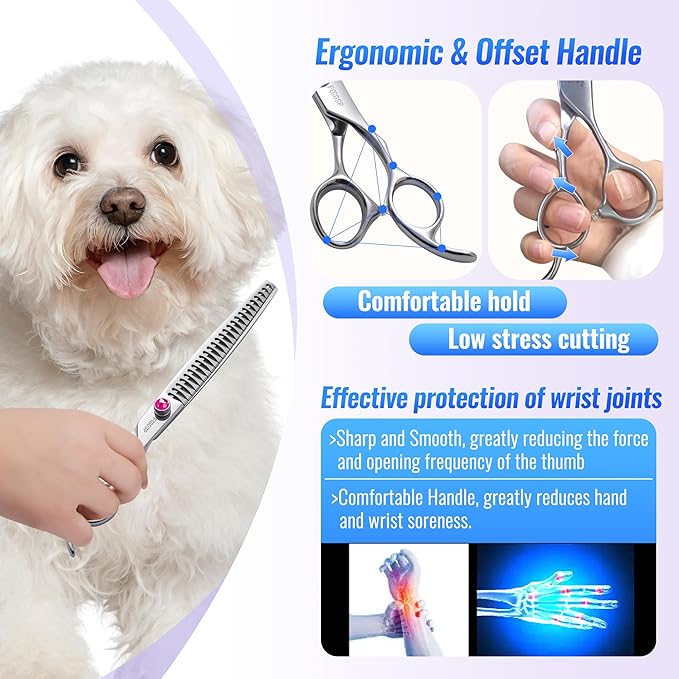 Chunkers Dog Grooming Scissors 7.0 in Professional Thinning Shears for Dogs Pet Grooming Scissors Chunkers Shears Dog Grooming Japan 440C 70% Thinning Rate 18 Teeth(7.0'',Chunkers)