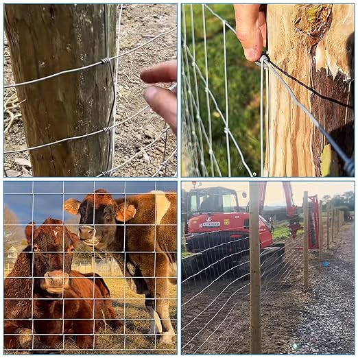 Farm Fence, 3ft X 164ft Wire Fence, Goat Cattle Deer Livestock Fence, Galvanized Woven Hog Wire Fencing,Fencing for Yard and Animals Protection