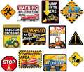 WERNNSAl Construction Party Decorations - 12PCS Truck Signs Birthday Decorations for Kids Boys Construction Birthday Party Supplies Funny Traffic Road Signs for Baby Shower Home Garden Yard Decor