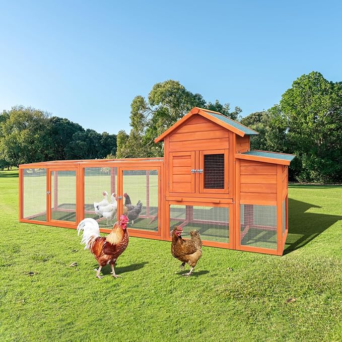 122&Quot;Large Wooden Chicken Coop Wood Large Activity Space for 3-4 Chickens Outdoor Hen House with Nesting Box Seasonal Outdoor Decor
