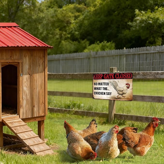 Outdoor Chicken Coop Decor Rustic Farmhouse Wall Decor Chicken Themed Gifts Funny Farm Animals Decorations Retro Metal Sign 8×12 Tin Sign