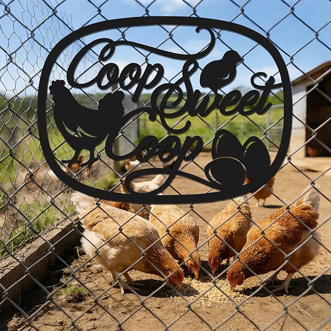 Sweet Chicken Coop Signs, Metal Hen with Chicks Farm Decor - Rustic Chicken Coop Decor for Garden, Farmhouse Kitchen, Funny Farm Wall Art Gift