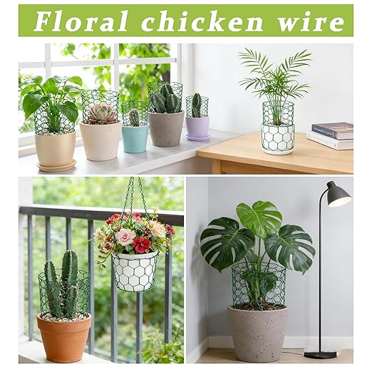 Floral Chicken Wire for Floral Arrangements for Reinforce Chicken Wire Fencing 4 x 118 Inch Hexagonal Galvanized Mesh Fence Includes Gloves Ties & Cutter