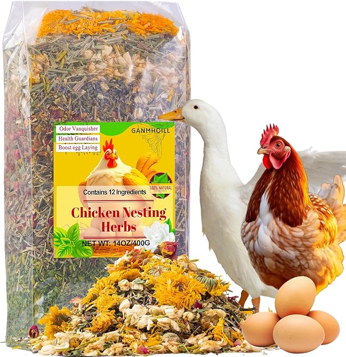 14oz Chicken Nesting Herbs for Chicken Coop - Nesting Box Herbs with 12 Dried Floral Herbs for Chickens, Coop Refresher for Chickens & All-Season Bedding for Backyard Laying Hens, Chicks
