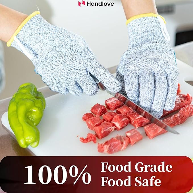 HandLove Cut Resistant Gloves, 100% Food Contact Safe, CE Level 5 Premium Protective Cutting Gloves
