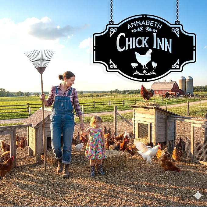 Custom Chicken Coop Metal Sign, Personalized Chicken Coop Sign for Outside, Custom Metal Hen House Farm Signs, Chickens Hen House Farmhouse Wall Art Decor