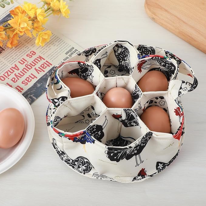 Egg Collection Basket, Egg Bags, Portable Eggs Carrier, Eggs Gathering Basket with 7 Pouches for Home Garden Farm Use