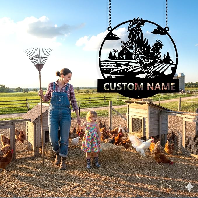 Custom Chicken Coop Metal Sign, Personalized Chicken Coop Sign for Outside, Custom Metal Hen House Farm Signs, Chickens Hen House Farmhouse Wall Art Decor