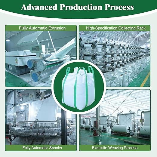 2 Pack 2 Ton FIBC Bulk Bag,35"L x 35"W x 43"H,4400lbs SWL,Woven Polypropylene Heavy Duty Bulk Bags,Duffle Top Flat Bottom for Industrial Agriculture Large-scale Storage Construction Debris