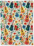 Vibrant Guitar and Floral Blanket, Soft Flannel Colorful Throw for Couch, Bed, Travel & Home Decor, Cozy Lightweight Warm Fluffy Fuzzy Blankets for Adults Kids Women Music Lovers 60×50 in