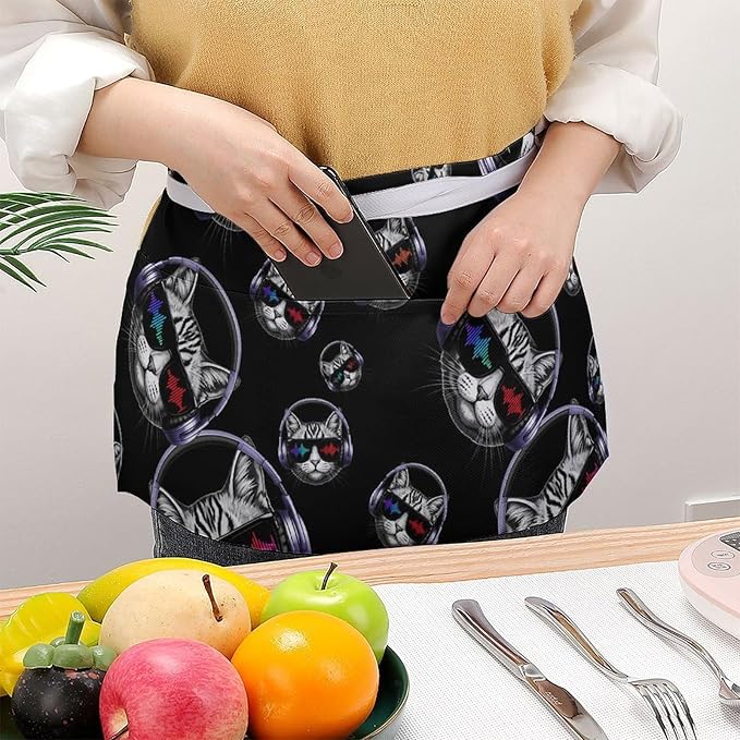 Short 3 Pockets Waist Waiter Waitress Half Apron Waterproof Chef Aprons